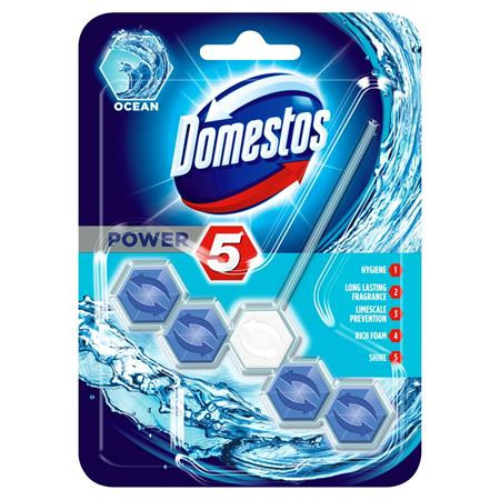 DOMESTOS WC fertőtlenítő, 1 db-os, DOMESTOS "Power 5", óceán