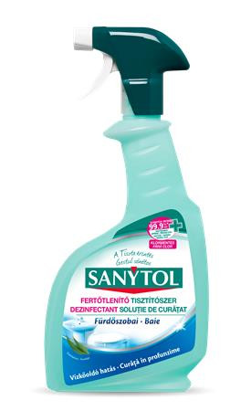 SANYTOL Fürdőszobai felülettisztító- és fertőtlenítő spray, 500 ml, SANYTOL