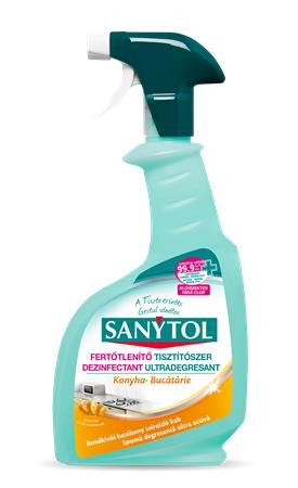 SANYTOL Konyhai fertőtlenítő- és zsíroldó spray, 500 ml, SANYTOL