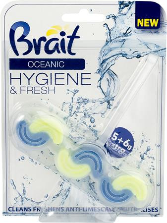 . WC tisztító blokk, 2 fázisú, 45 g, "Brait Hygiene and fresh", óceán