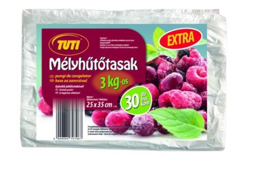 TUTI Mélyhűtőzacskó, 3kg, 30 db, TUTI "Extra"