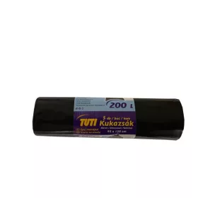   TUTI Szemeteszsák, extra erős, 200 l, 5 db, 95x120 cm, 38 µ, TUTI "Mega", fekete