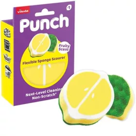   VILEDA Súrolószivacs, rugalmas, VILEDA "Punch Scrub 'n' Flex", citrom