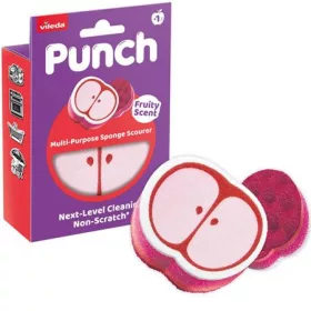   VILEDA Súrolószivacs, multifunkciós, VILEDA "Punch Scrub 'n' Wipe", alma