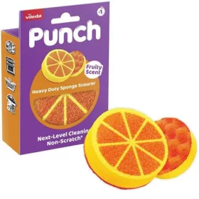   VILEDA Súrolószivacs, extra erős, VILEDA "Punch Dual Action Scrub", narancs