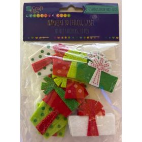   Kreatív öntapadós 3D filc alapú ajándékcsomag formák 12 db-os dekoráció KIFUTÓ TERMÉK