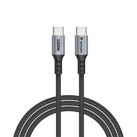 VERBATIM USB kábel, USB-C - USB-C, 1,2 m, 100W, VERBATIM, fekete