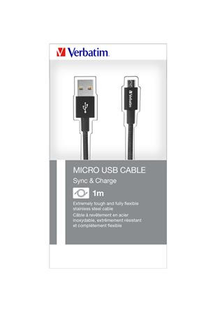 VERBATIM USB kábel, USB - micro USB, 1 m, VERBATIM, fekete