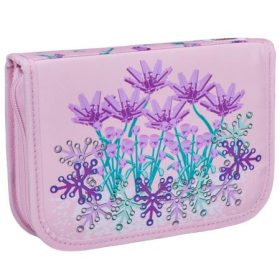   LEGO Tolltartó, klapnis, cipzáras, töltött, LEGO "Flowers", rózsaszín-mintás