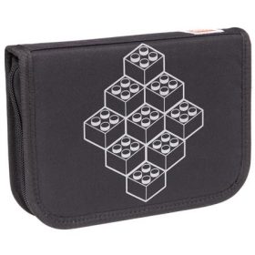   LEGO Tolltartó, klapnis, cipzáras, töltött, LEGO "Bricks", fekete-mintás