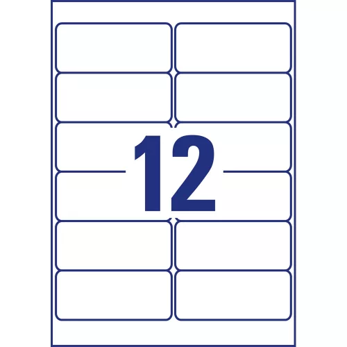 Etikett címke, 99,1 x42,3mm, időjárásálló poliészter, 12 címke/ív, 20 ív/doboz, Avery fehér