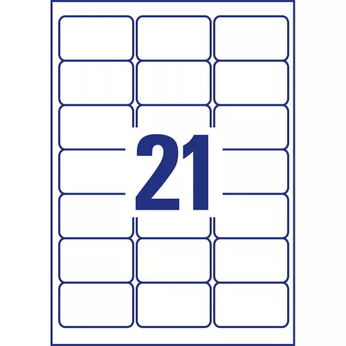 Etikett címke, 63,5 x38,1mm,víztiszta, 21 címke/ív, 25 ív/doboz, Avery átlátszó
