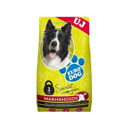 . Kutyaeledel, száraztáp, 3 kg "Eurodog", marha