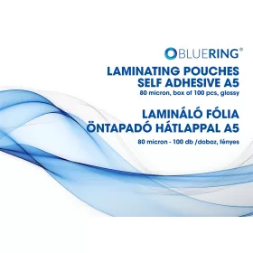   Lamináló fólia A5, 80 micron öntapadó hátlappal 100 db/doboz, Bluering®,