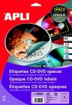   APLI Etikett, CD/DVD, A4, teljes lefedettségű, matt, APLI "Mega"