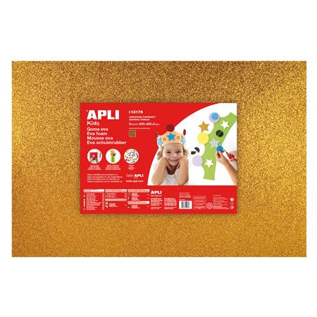 APLI Moosgumi, 400x600 mm, glitteres, APLI Kids "Eva Sheets", arany