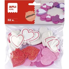   APLI Moosgumi, öntapadó, szívek, APLI Kids "Eva Sheets", vegyes színek