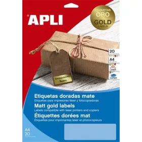   APLI Etikett, lézernyomtatókhoz és fénymásológépekhez, 45,7x21,2 mm, APLI,  matt, arany színű, 960 etikett/csomag