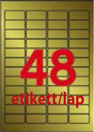 APLI Etikett, lézernyomtatókhoz és fénymásológépekhez, 45,7x21,2 mm, APLI,  matt, arany színű, 960 etikett/csomag
