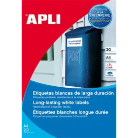   APLI Etikett, 99,1x67,7 mm, poliészter, időjárásálló, kerekített sarkú, fehér, APLI, 160 etikett/csomag