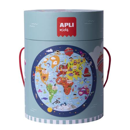 APLI Puzzle, kör alakú, 48 darabos, APLI Kids "Circular Puzzle", világtérkép