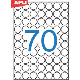   APLI Etikett, 19 mm kör, fehér, A5 hordozón, APLI, 1050 etikett/csomag