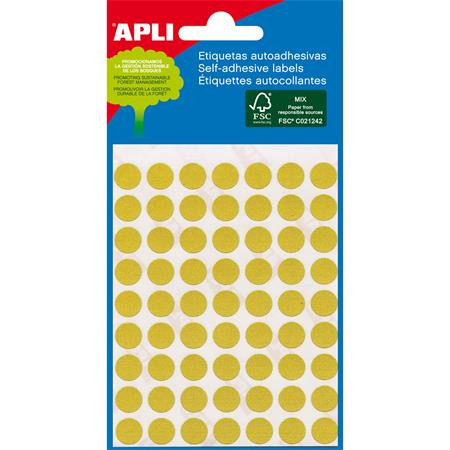 APLI Etikett, 8 mm kör, kézzel írható, színes, APLI, sárga, 288 etikett/csomag
