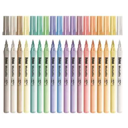 APLI Filctoll készlet, 3,6 mm, kimosható, metálfényű, APLI Kids "Metallic", 18 különböző szín