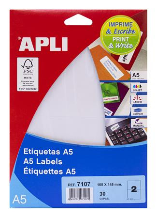 APLI Etikett 105x148 mm A5 hordozón 30 etikett/csomag UTOLSÓ 2 CSOMAG