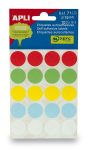   APLI Etikett, 19 mm kör, kézzel írható, színes, APLI, vegyes színek, 100 etikett/csomag