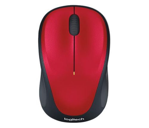 LOGITECH Egér, vezeték nélküli, optikai, közepes méret, USB, LOGITECH "M235", piros