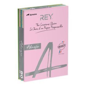   REY Másolópapír, színes, A4, 80 g, 5x100 lap, REY "Adagio", pasztell mix
