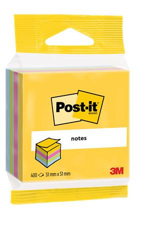 3M POSTIT Öntapadó jegyzettömb, 51x51 mm, 400 lap, bliszteres, 3M POSTIT, ultra színek