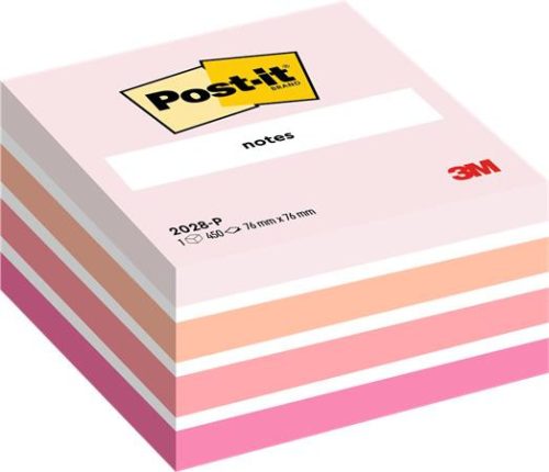 3M POSTIT Öntapadó jegyzettömb, 76x76 mm, 450 lap, 3M POSTIT, aquarell pink