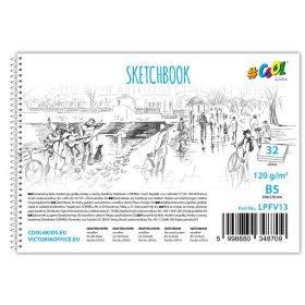   COOL BY VICTORIA Vázlatfüzet, famentes, B5, spirál, 32 lap, COOL BY VICTORIA