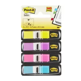   3M POSTIT Jelölőcímke, műanyag, 4x35 lap, 12x43 mm, 3M POSTIT, élénk vegyes