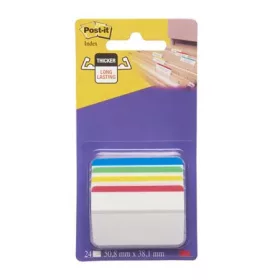   3M POSTIT Jelölőcímke, műanyag, megerősített, döntött, 4x6 lap, 50,8x38,1 mm, 3M POSTIT, vegyes színek