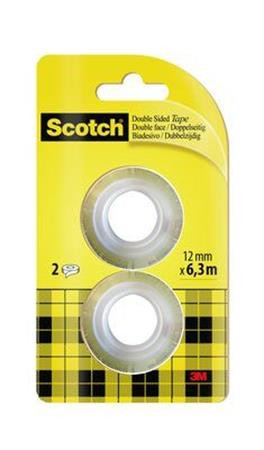 3M SCOTCH Ragasztószalag, kétoldalas, utántöltő, 12 mm x 6,3 m, 3M SCOTCH