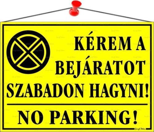 . Információs tábla, 35x25 cm, "Kérem a bejáratot szabadon hagyni!", sárga