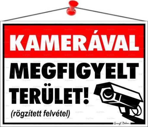 . Információs tábla, 35x25 cm, "Kamerával megfigyelt terület"