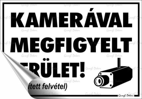 . Információs matrica, 11,6x16,6 cm, "Kamerával megfigyelt terület"