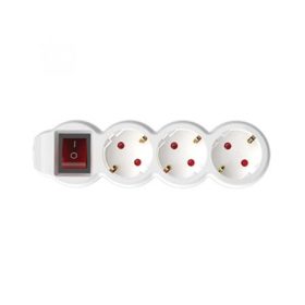   HOME Elosztósor, 3 csatlakozóaljzat, 3 m kábelhosszúság, kapcsolóval, HOME, fehér