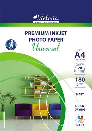 VICTORIA PAPER Fotópapír, tintasugaras, A4, 180 g, matt, VICTORIA PAPER "Universal"