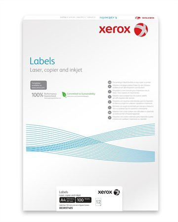 XEROX Etikett, univerzális, 38,1x21,2 mm, kerekített sarkú, XEROX, 6500 etikett/csomag