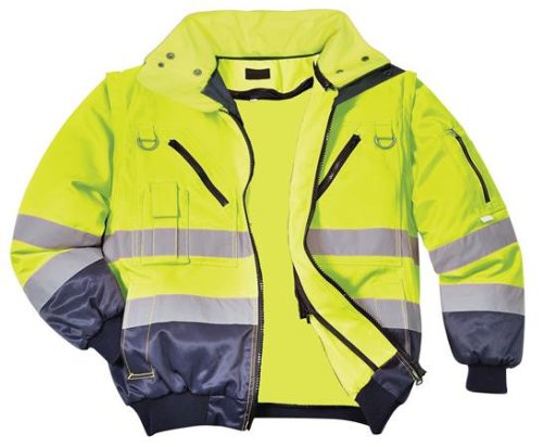 . Munkavédelmi kabát, jól láthatósági, 3 az 1-ben, L méret " Hi-Vis", sárga-tengerészkék