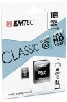   EMTEC Memóriakártya, microSDHC, 16GB, CL10, 20/12 MB/s, adapter, EMTEC "Classic"