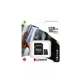   KINGSTON Memóriakártya, microSDXC, 128GB, CL10/UHS-I/U1/V10/A1, adapter, KINGSTON "Canvas Select Plus"