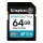KINGSTON Memóriakártya, SDXC, 64GB, C10/UHS-I/U3/V30, Gen4,KINGSTON "Canvas Go! Plus"