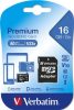 VERBATIM Memóriakártya, microSDHC, 16GB, CL10/U1, 45/10 MB/s, adapter, VERBATIM "Premium"