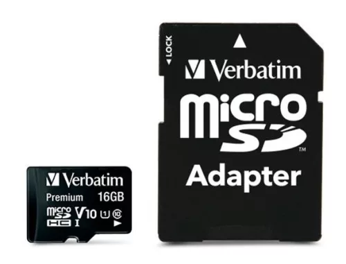 VERBATIM Memóriakártya, microSDHC, 16GB, CL10/U1, 45/10 MB/s, adapter, VERBATIM "Premium"